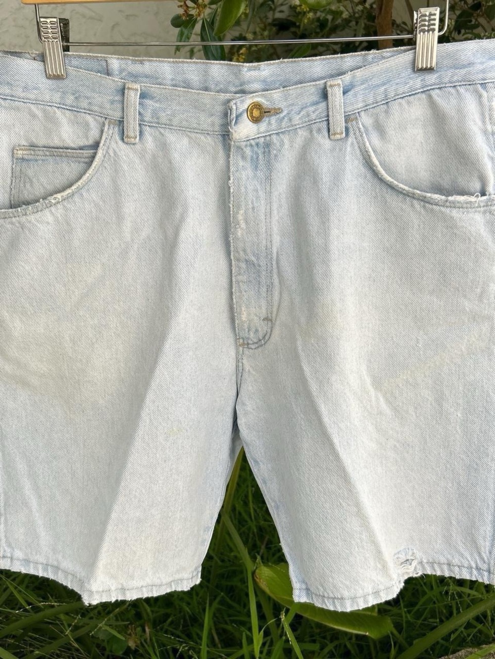 Vintage 90s Wrangler Light Wash Denim Shorts 36 Distressed Jorts